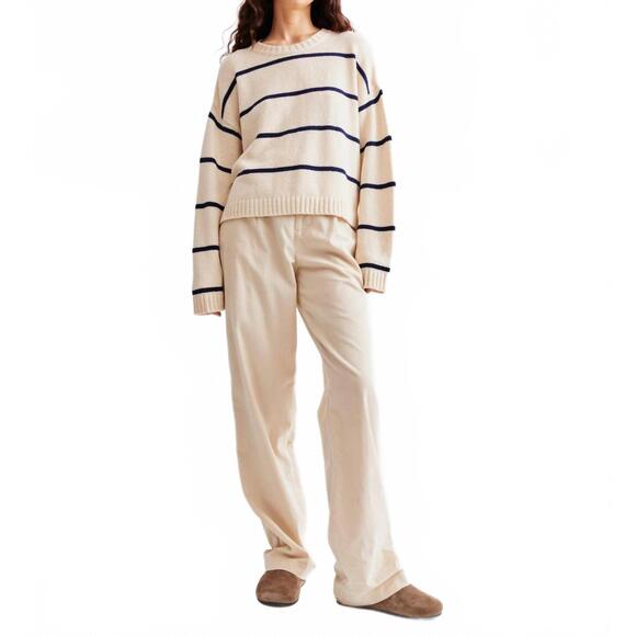 NEW KULE lena long sleeve top in cream/navy